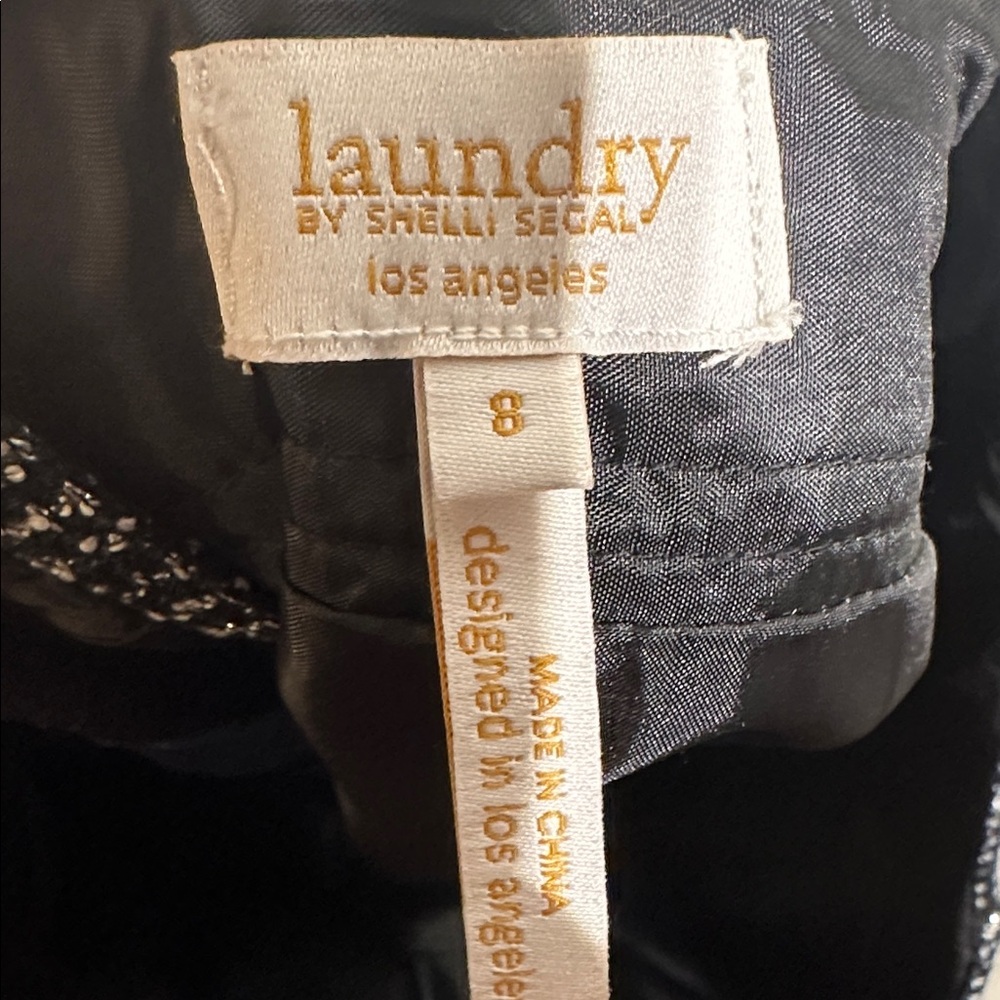 Laundry By Shelli Segal Black Silver Tweed Zip Mini Pencil Skirt Size 8 Medium - Picture 2 of 5